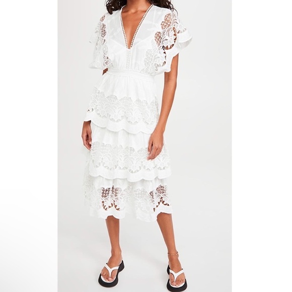 FARM Rio White Lace Midi Dress - Picture 2 of 5